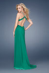 GiGi Embellished Emerald Cutout Evening Gown