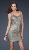 La Femme Gold Sequin Mini Dress