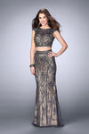 GiGi 2pc Silver Embellished Lace Evening Gown