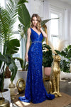 Eva Royal Blue Embellished Evening Gown