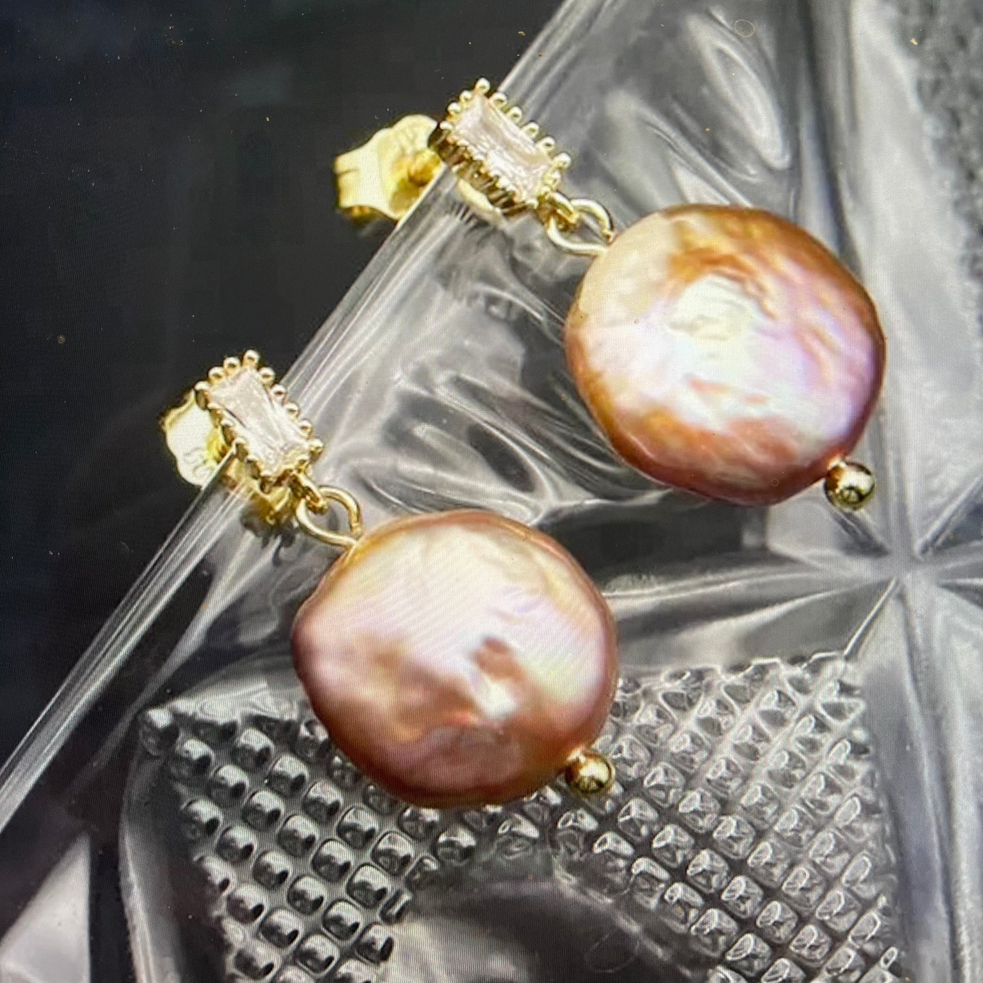 Natural Freshwater Pink Pearl Drop Earrings