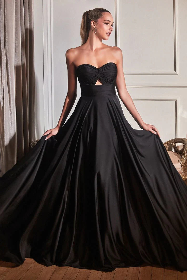 Ladivine Black Strapless Evening Gown