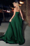Ladivine Emerald Green Strapless Evening Gown
