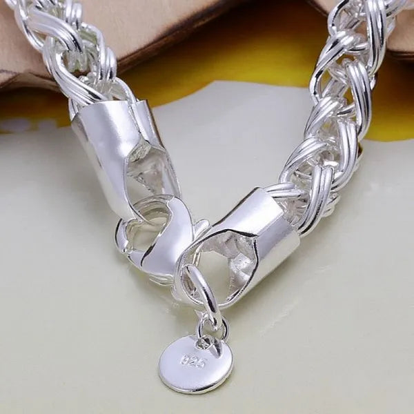 925 Sterling Silver Plated Woven Chain Bracelet