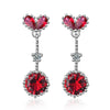 925 Sterling Silver Red Heart Cubic Zirconia Drop Earrings