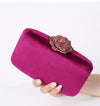 Fuchsia Suede Flower Evening Clutch