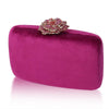 Fuchsia Suede Flower Evening Clutch