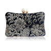 Navy Velvet Embellished Evening Clutch