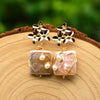 Handmade Flower Square Pink Baroque Pearl Drop Earrings