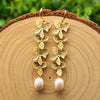 Copper Leaf Freshwater Pearl Drop Earrings