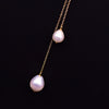 Freshwater Pearl 18K Gold Plated Drop Leaf Necklace