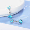 925 Sterling Silver Blue Heart Cubic Zirconia Earrings