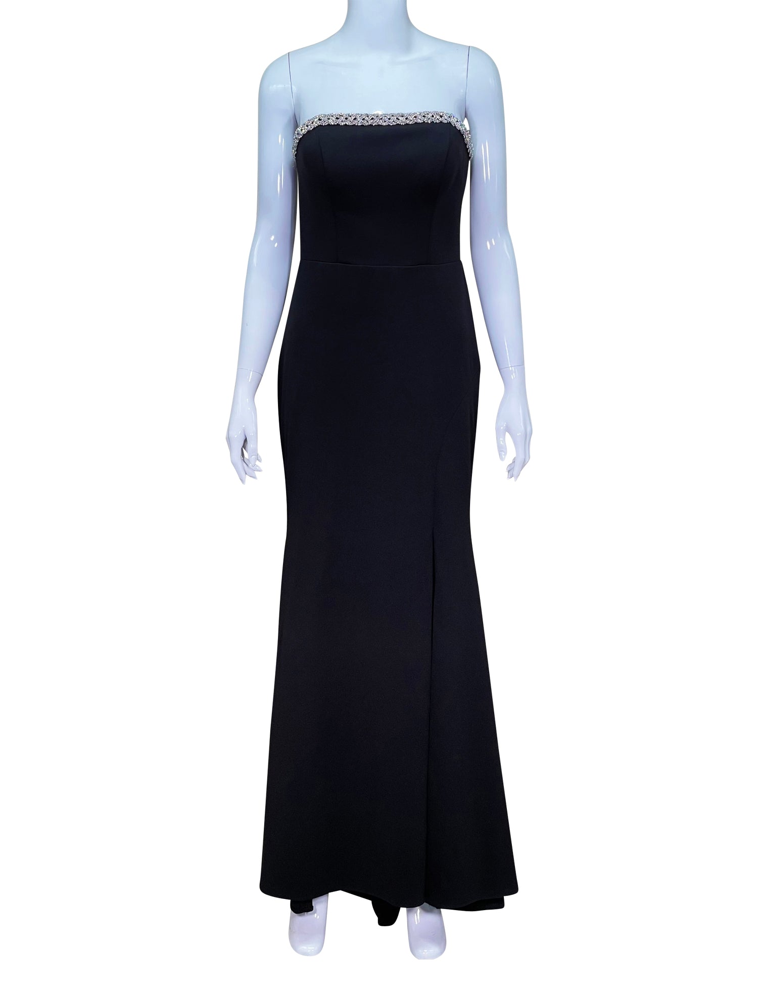 Aqua Strapless Embellished Evening Gown