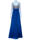 La Femme Embellished Teal Empire Evening Gown