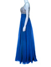 La Femme Embellished Teal Empire Evening Gown