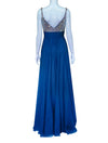 La Femme Embellished Teal Empire Evening Gown