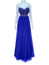 La Femme Indigo Strapless Embellished Evening Gown