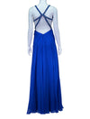 La Femme Royal Blue Embellished Knot Front Evening Gown