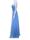 La Femme Baby Blue Strapless Embellished Evening Gown