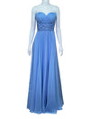 La Femme Baby Blue Strapless Embellished Evening Gown
