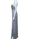 La Femme Silver &amp; Gold Diamante Strapless Evening Gown