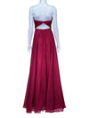La Femme Raspberry Embellished Strapless Evening Gown