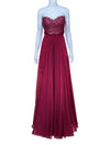 La Femme Raspberry Embellished Strapless Evening Gown