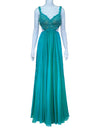 La Femme Peacock Embellished Bralette Evening Gown