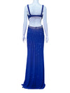 GiGi Royal Blue Side Cutout Embellished Evening Gown