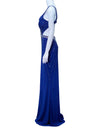 GiGi Royal Blue Side Cutout Embellished Evening Gown
