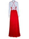 PG Red Chiffon A-Line Evening Gown