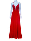 PG Red Chiffon A-Line Evening Gown
