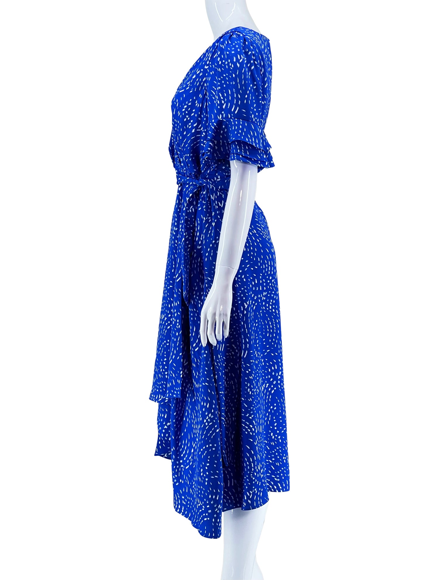 DKNY Blue & White Printed Wrap Dress