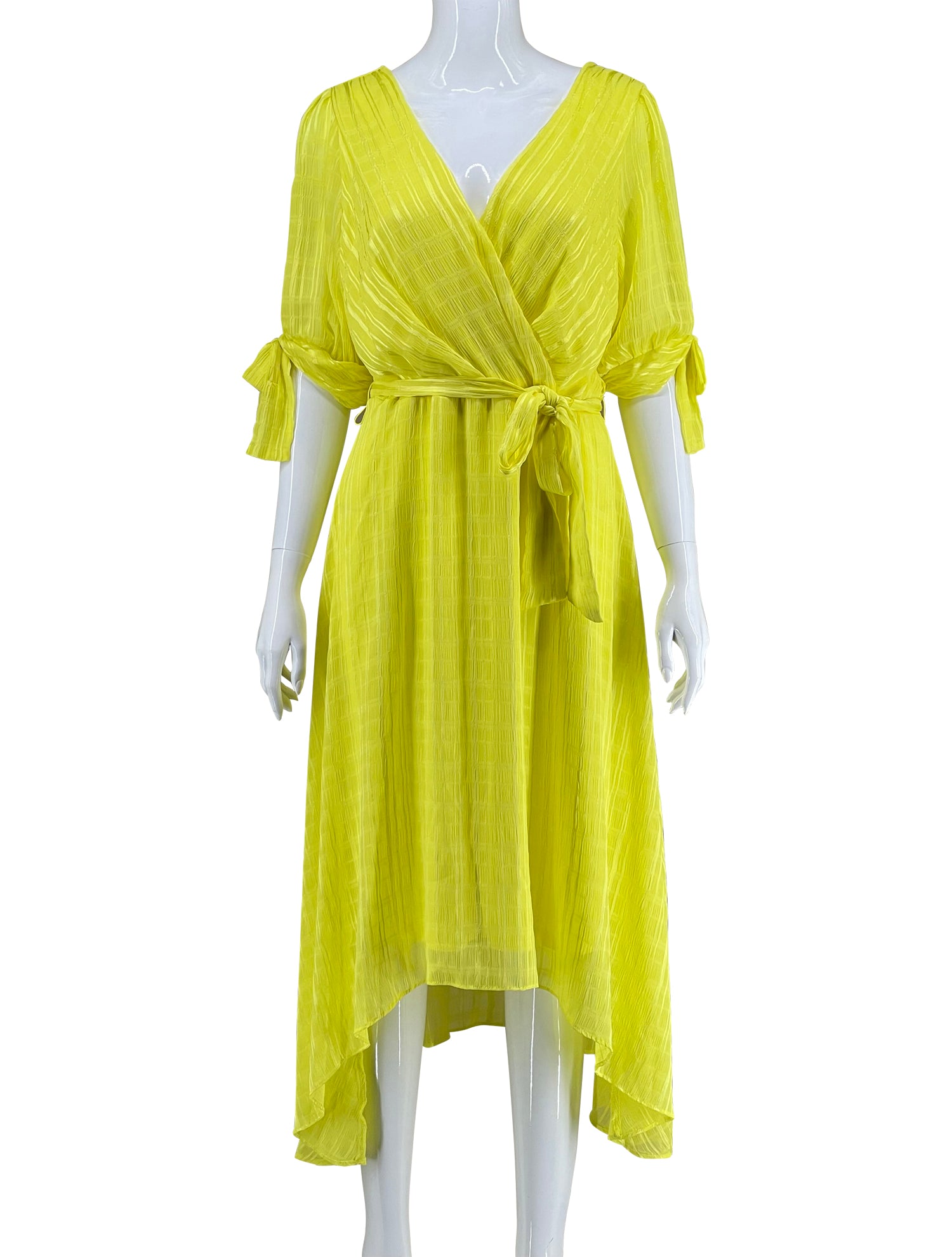 DKNY Yellow Bow Wrap Dress