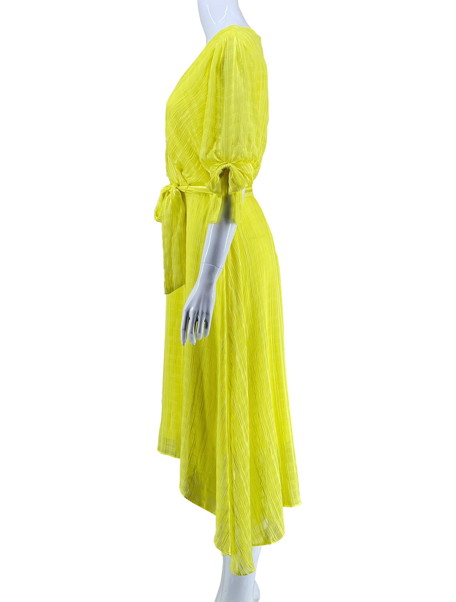 DKNY Yellow Bow Wrap Dress