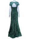 Nox Emerald Embroidered Sequin Evening Gown