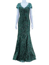 Nox Emerald Embroidered Sequin Evening Gown
