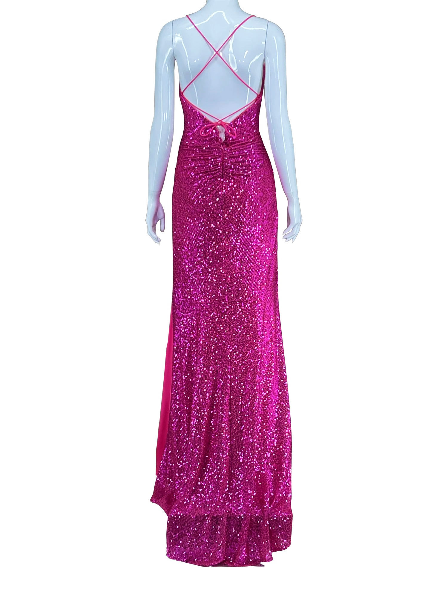 Cinderella Divine Hot Pink Sequin Knit Evening Gown