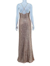 Elizabeth K Rose Gold Sequin Knit Evening Gown