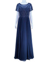 Elizabeth K Navy Blue Embellished Evening Gown