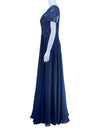Elizabeth K Navy Blue Embellished Evening Gown