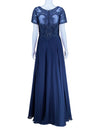 Elizabeth K Navy Blue Embellished Evening Gown