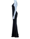 Ladivine Black Glitter Bodycon Evening Gown