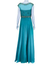 Faby Luxe Couture Teal Embellished Evening Gown