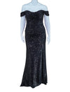 Ladivine Black Sequin Knit Evening Gown