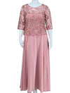 Eva Pink Lace Embellished Evening Gown