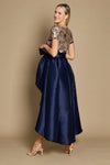 R&amp;M Richards Navy High-Low Embellished Evening Gown