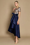 R&amp;M Richards Navy High-Low Embellished Evening Gown