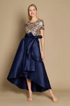 R&amp;M Richards Navy High-Low Embellished Evening Gown