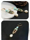 Freshwater Pearl &amp; Turquoise Drop Earrings